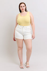 Ainsley High Rise Double Roll Cuffed Shorts in White