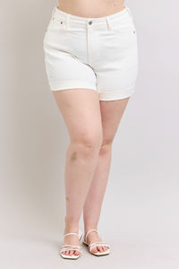 Ainsley High Rise Double Roll Cuffed Shorts in White