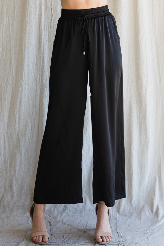 City Ease Wide Leg Bottoms in Black