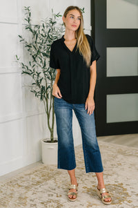 PREORDER: Crinkle Woven V-Neck Blouse in Four Colors