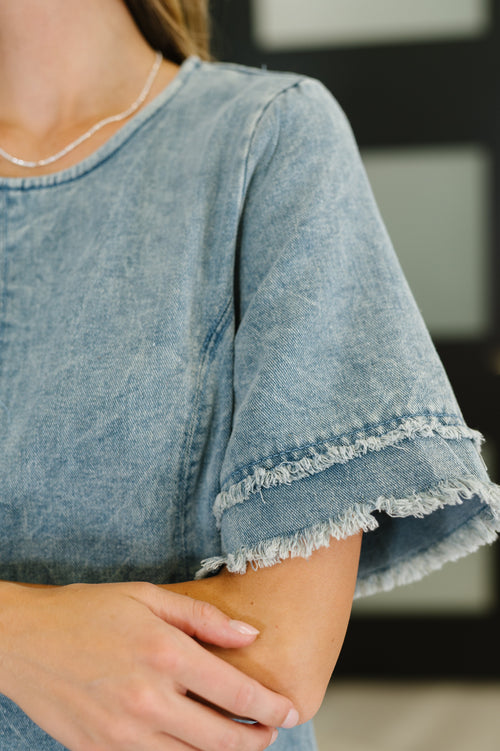 Dressed & Obsessed Chambray T-Shirt Dress in Indigo