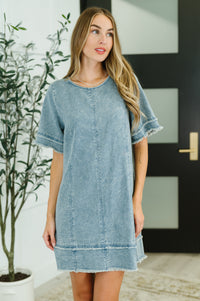 Dressed & Obsessed Chambray T-Shirt Dress in Indigo