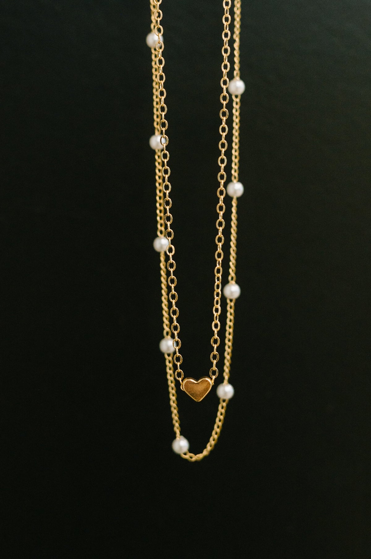 Heart of Gold Pendant Necklace Layered Set in Gold