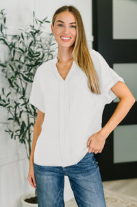 PREORDER: Crinkle Woven V-Neck Blouse in Four Colors
