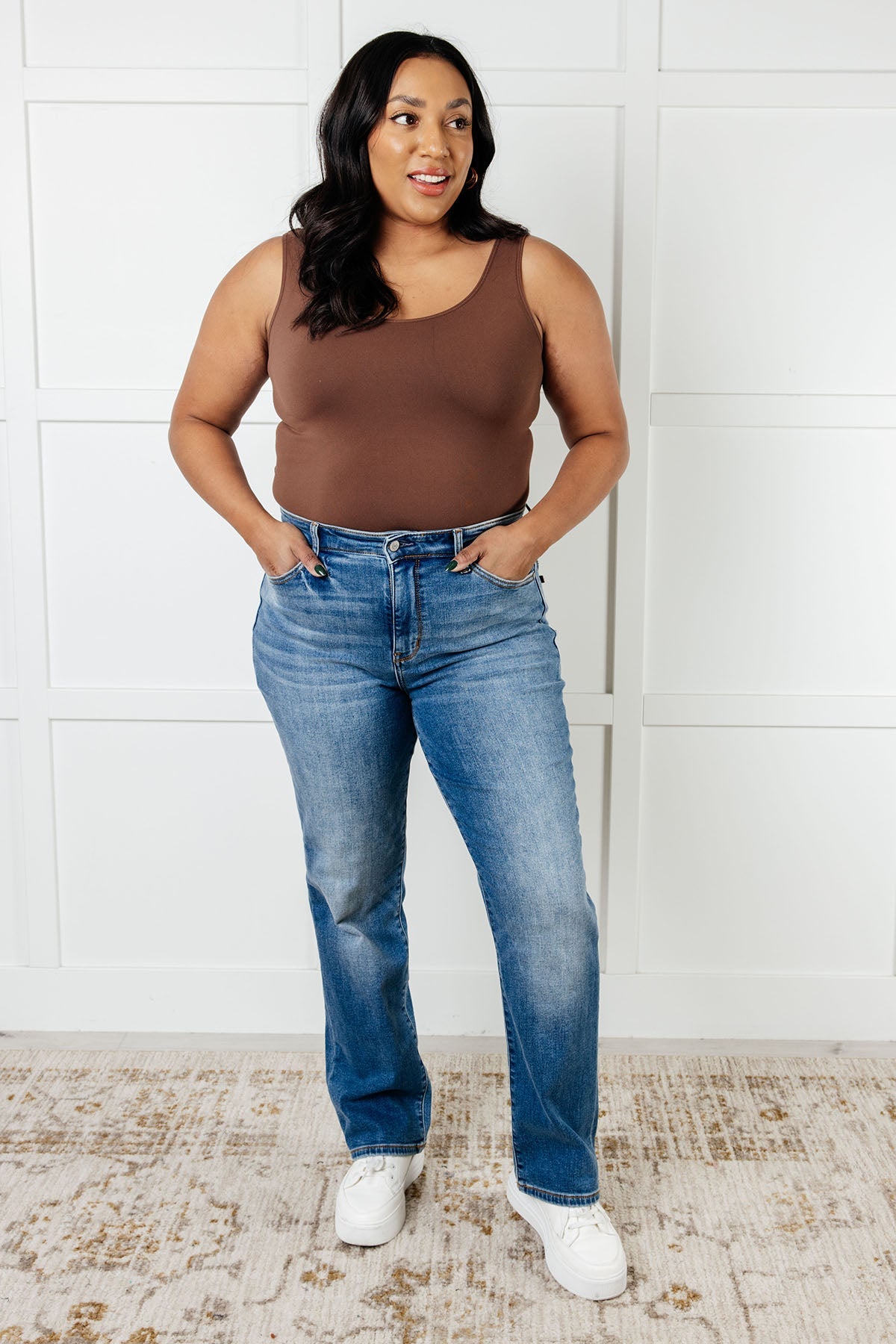 JUDY BLUE  Nivea Vintage Wash Thermal Straight Jeans
