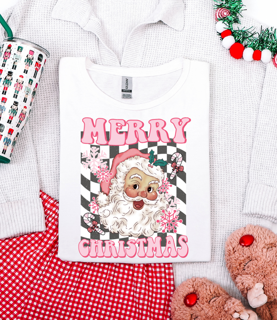 Retro Pink Santa Graphic Tee OR Sweatshirt