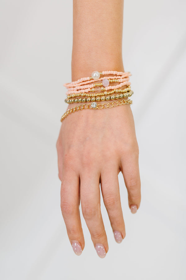 Rose & Radiance Bracelet Set in Pink and Gold
