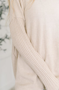 Running Late Hooded Long Sleeve in Beige