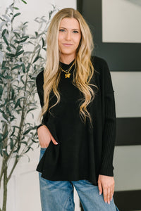 Running Late Hooded Long Sleeve in Black