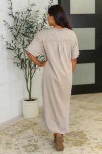Soft But Savage Casual T-Shirt Dress in Beige